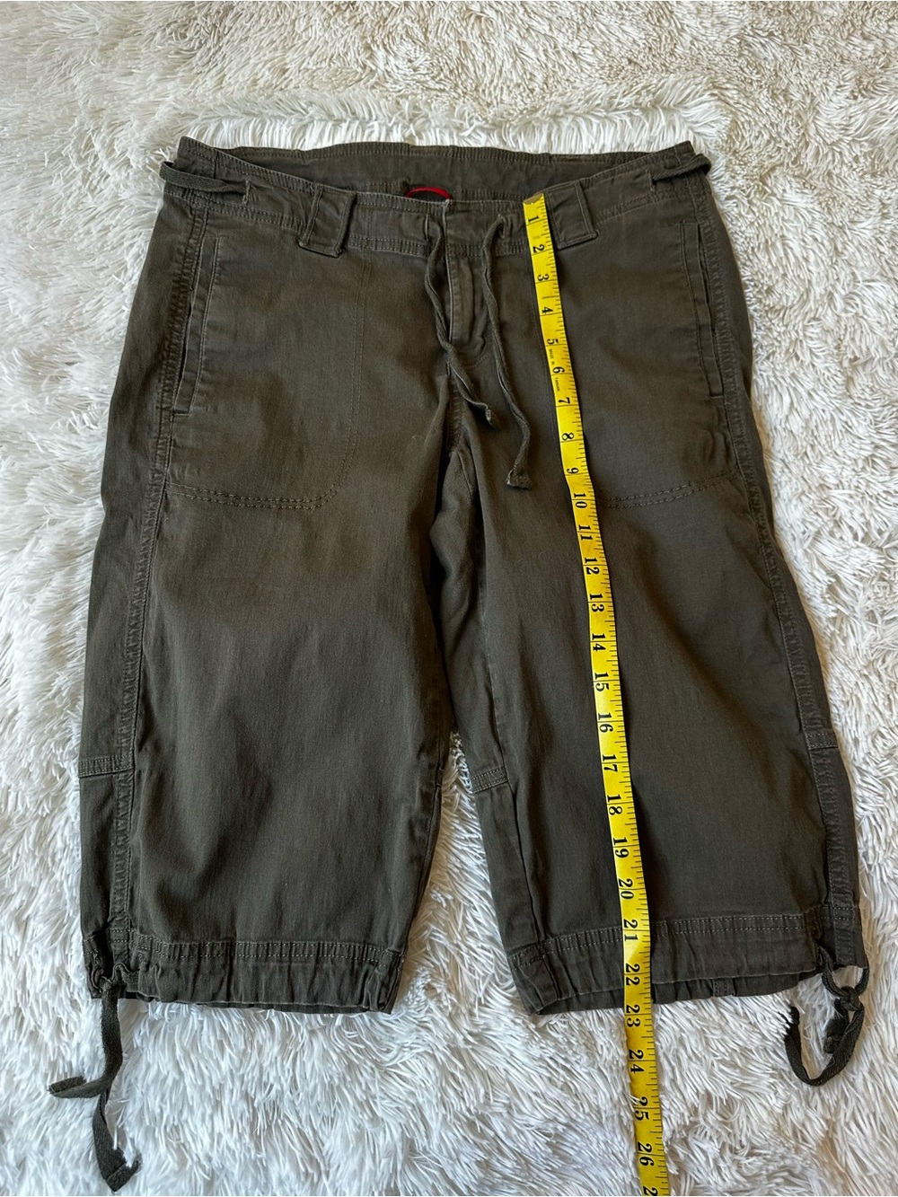 THE NORTH FACE Olive Green Cotton Stretch Hiking Capri Pants Size 6 Outdoor - Picture 6 of 9